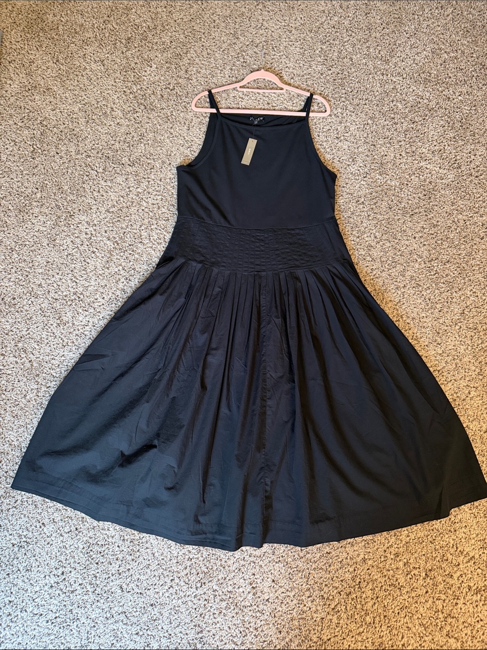NWT JCREW Pintuck Pleated Maxi Dress Black Plus Size 2X A-Line Cotton CK707 - Picture 6 of 10